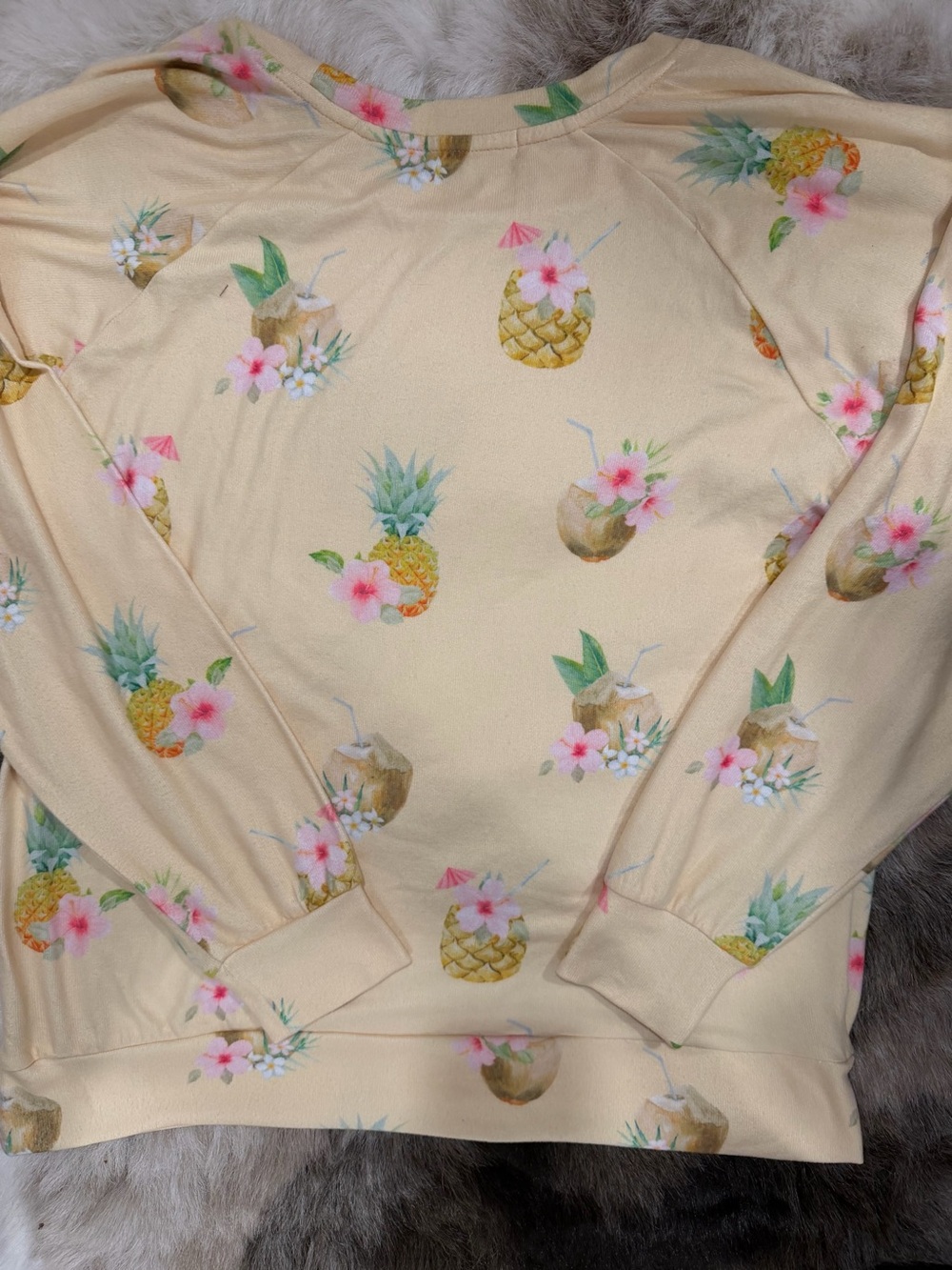 PJ Salvage Aloha Hour Pineapple Coconut Pajama Set Soft Jersey Yellow Large - Picture 4 of 9